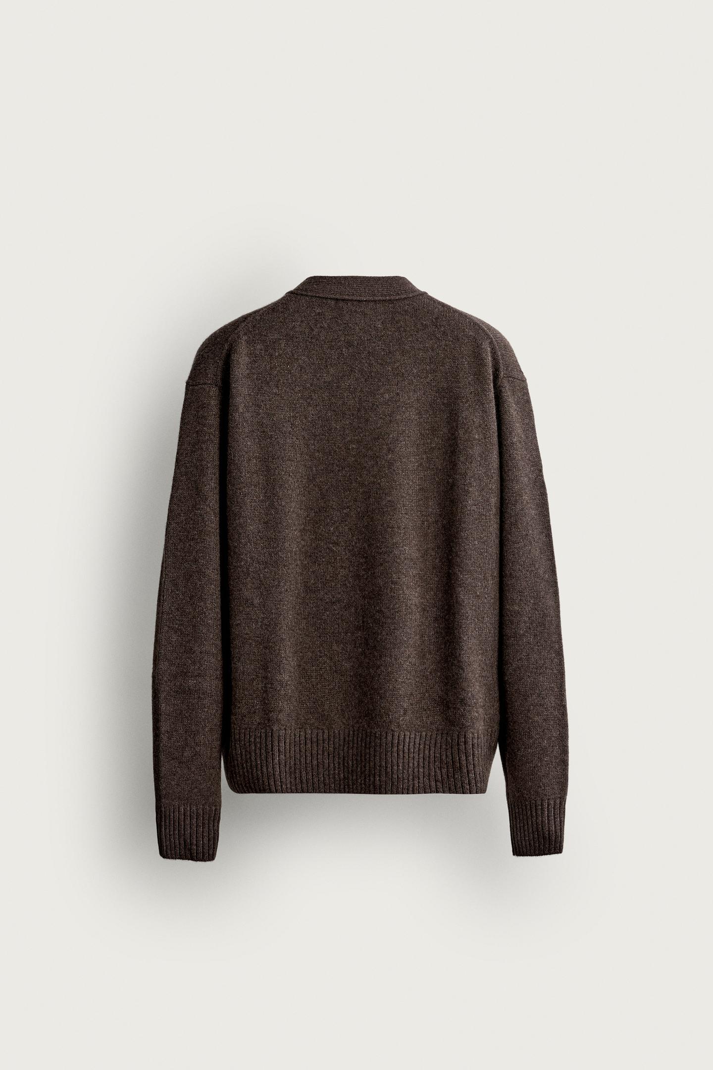 Мужской кардиган Zara 100% Cashmere Regular Fit, цвет: Коричневый меланжевый — фото 8