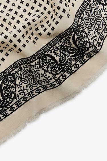 PRINTED SATIN BANDANNA - Ecru by Zara - Image 2