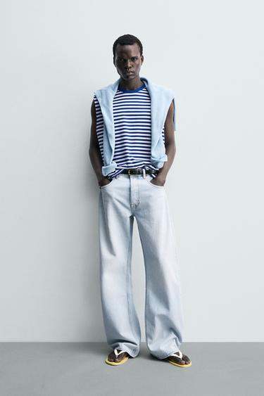 STRIPED JACQUARD TANK TOP - Cornflower blue by Zara