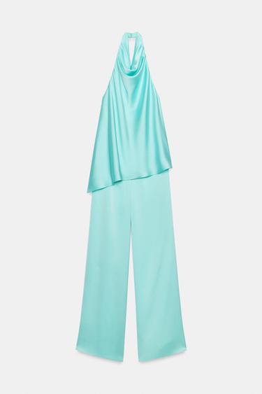 COMBINAISON SATINÉE HALTER - Turquoise de Zara - Image 5