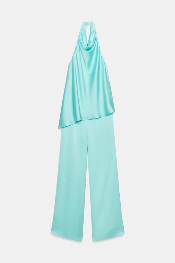 COMBINAISON SATINÉE HALTER - Turquoise de Zara - Image 5