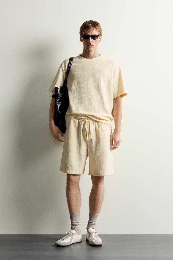 TEXTURED JOGGER BERMUDA SHORTS - Butter by Zara - Image 0