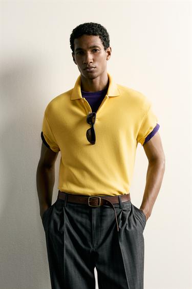 SUDADERA POLO REGULAR FIT MANGA CORTA - Amarillo de Zara