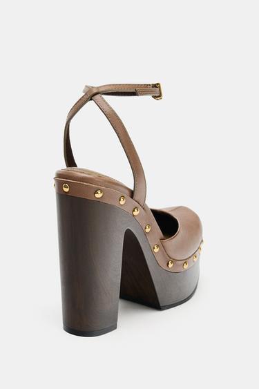 LEATHER PLATFORM SHOES - Brown by Zara - Image 4
