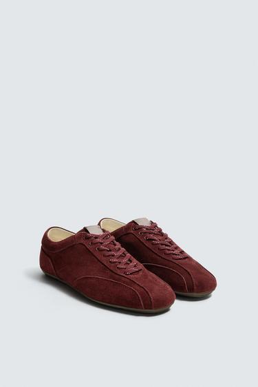ULTRA-THIN SOLE LEATHER TRAINERS - Burgundy Red by Zara