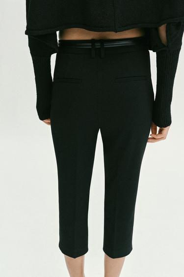 PANTALON CAPRI À CEINTURE - Noir de Zara - Image 4