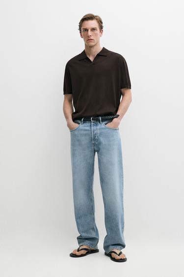 Polo punto manga corta mezcla lana - Marrón de Zara