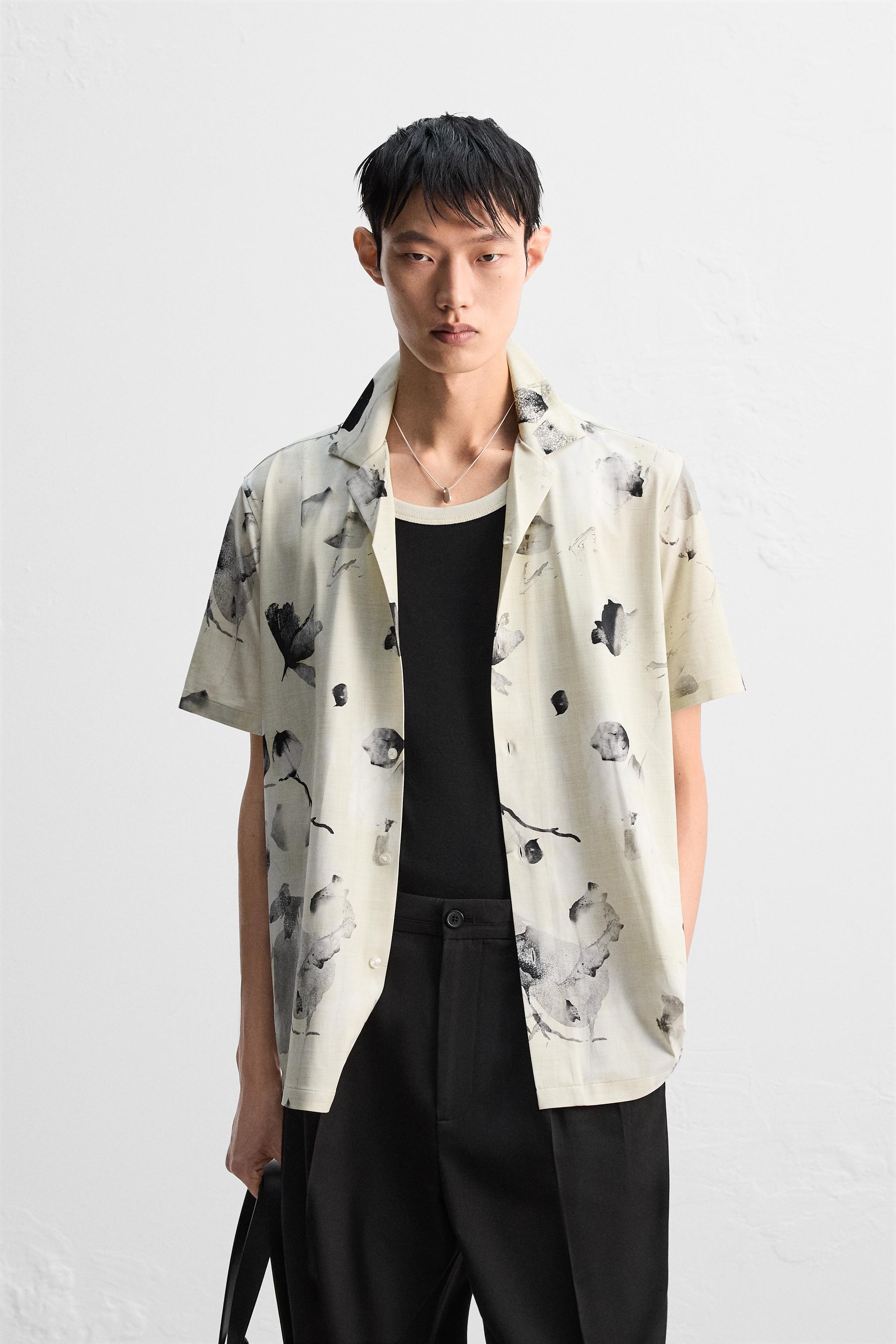送関込み★ZARA/ザラ★半袖ジャカードシャツ/フラワー柄シャツ ZARA ザラ 半袖 総柄 花柄シャツ レッド L｜Yahoo!フリマ（旧