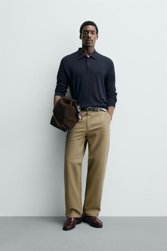 WOOL AND SILK KNIT POLO