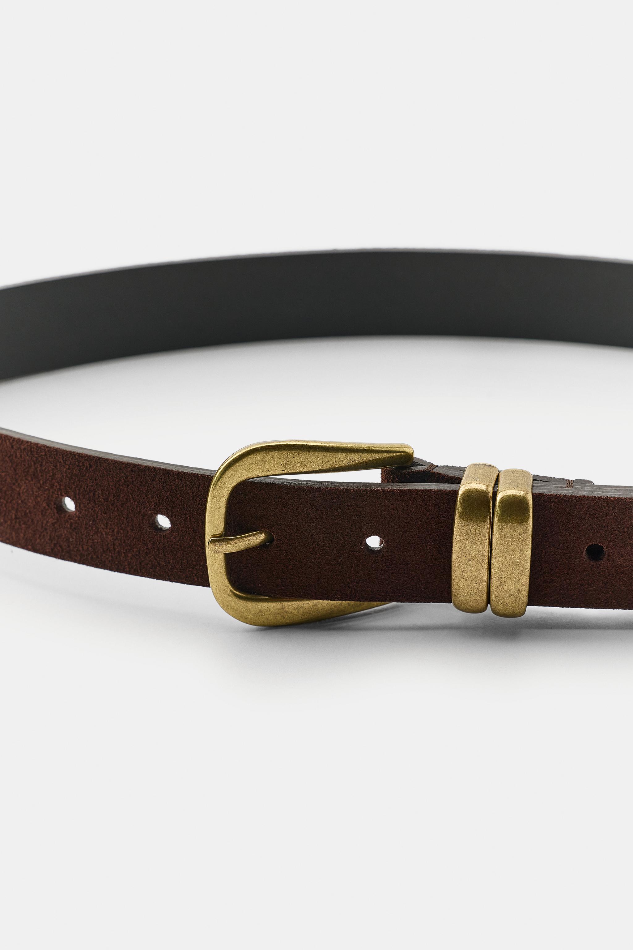CEINTURE EN CROÛTE DE CUIR 100 % À DOUBLE PASSANT