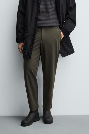 COMFORT TEXTURED TROUSERS - Khaki by Zara