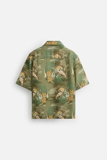 CHEMISE À IMPRIMÉ ANIMAUX - Kaki clair de Zara - Image 7