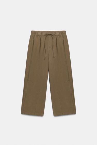 PANTALONI STILE PIGIAMA A PALLONCINO - Kaki di Zara