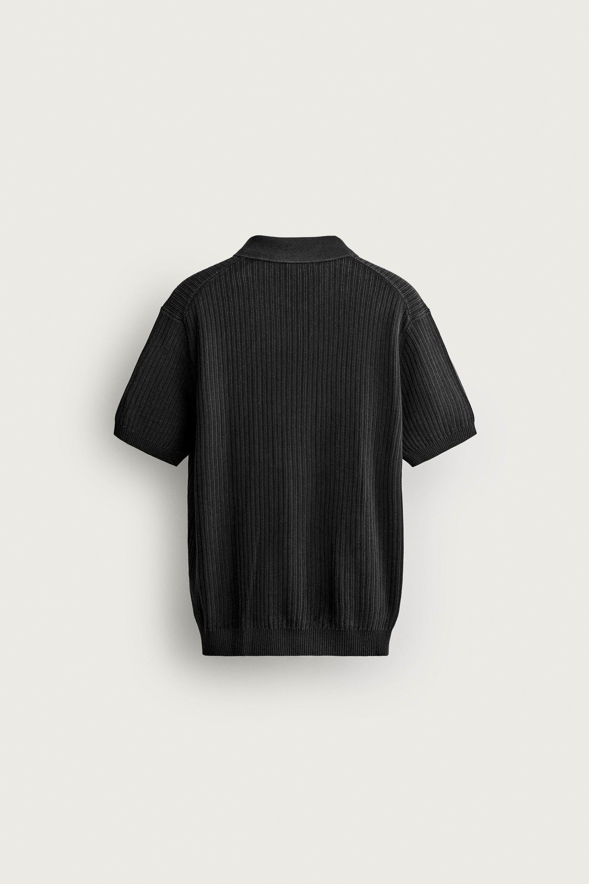 Zara DOKULU REGULAR FIT POLO T-SHIRT görsel 7