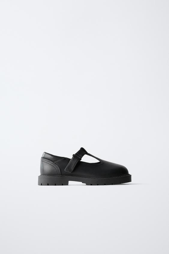 Zara LEATHER SCHOOL SHOES - Black - Image 0