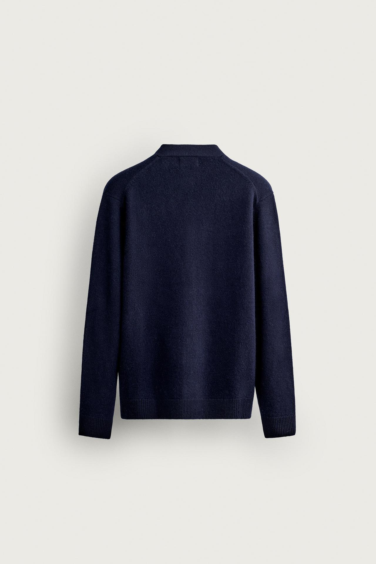 WOOL BLEND REGULAR FIT CARDIGAN — Navy blue