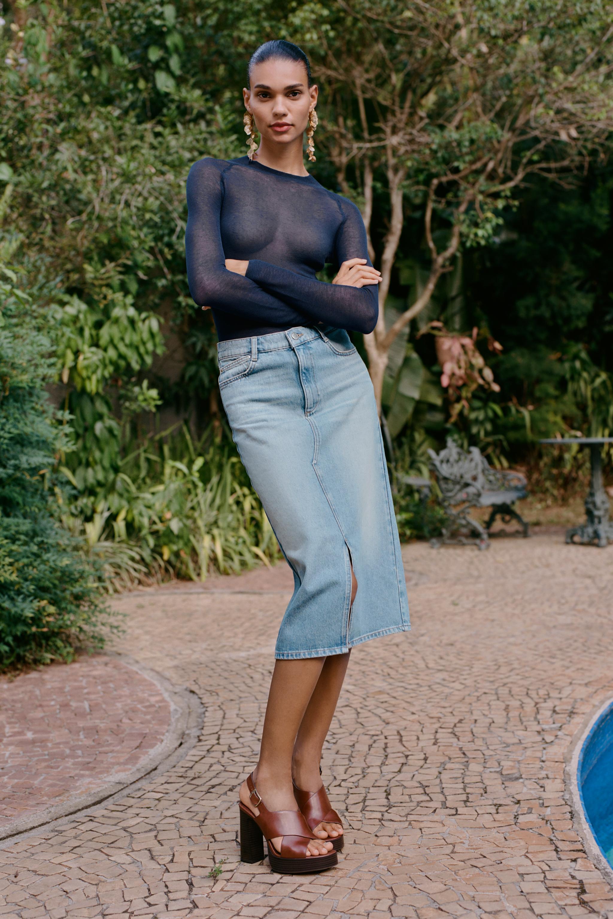 Denim Midi Skirt Jupe En Jean Promod Zara Jupe Denim Skirt Jupes