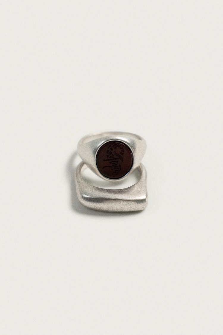 Paquete de 2 anillos de metal combinados 6