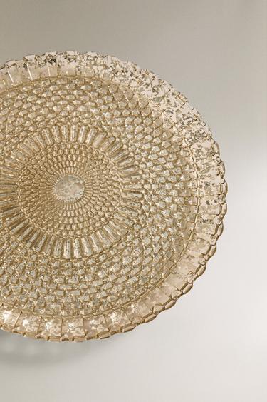 TEXTURED GLASS CHRISTMAS SERVICE PLATE - Silver by Zara - Image 2