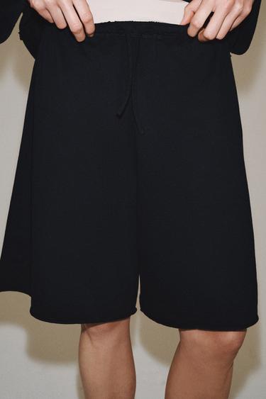 COTTON BERMUDA SHORTS WITH DRAWSTRINGS - Black by Zara - Image 1