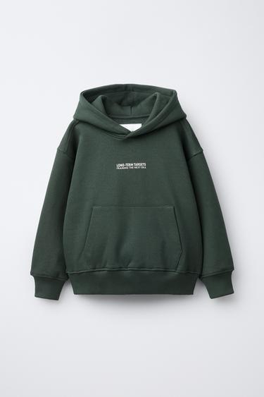 ENSEMBLE SWEAT À CAPUCHE ET PANTALON DE JOGGING ÉTIQUETTES - Vert émeraude de Zara - Image 1