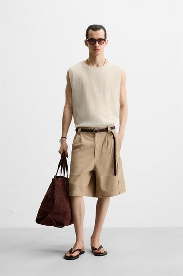 CAMISETA TANK RELIEVE - Blanco roto de Zara