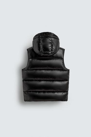 100% FEATHER DOWN PUFFER GILET - Black by Zara
