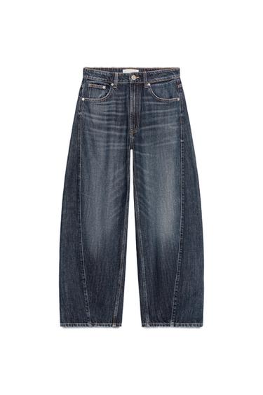TRF BAGGY BARREL MID-WAIST JEANS - Navy blue by Zara