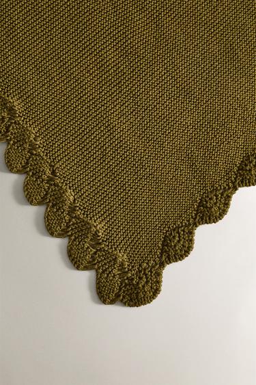 BABY BLANKET WITH CROCHET BORDER - Green by Zara - Image 1