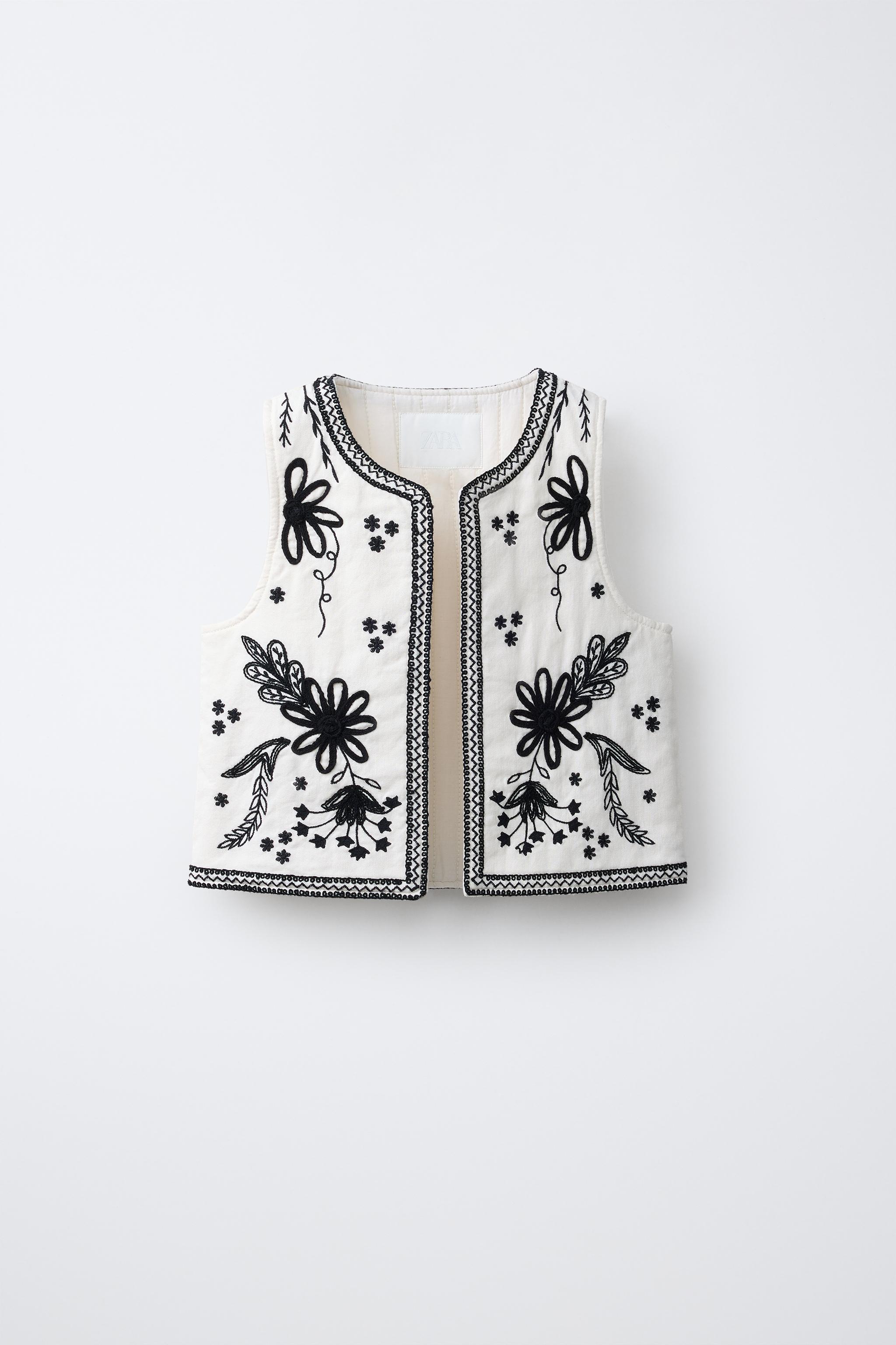 刺繍ベスト - ホワイト | ZARA Japan / 日本