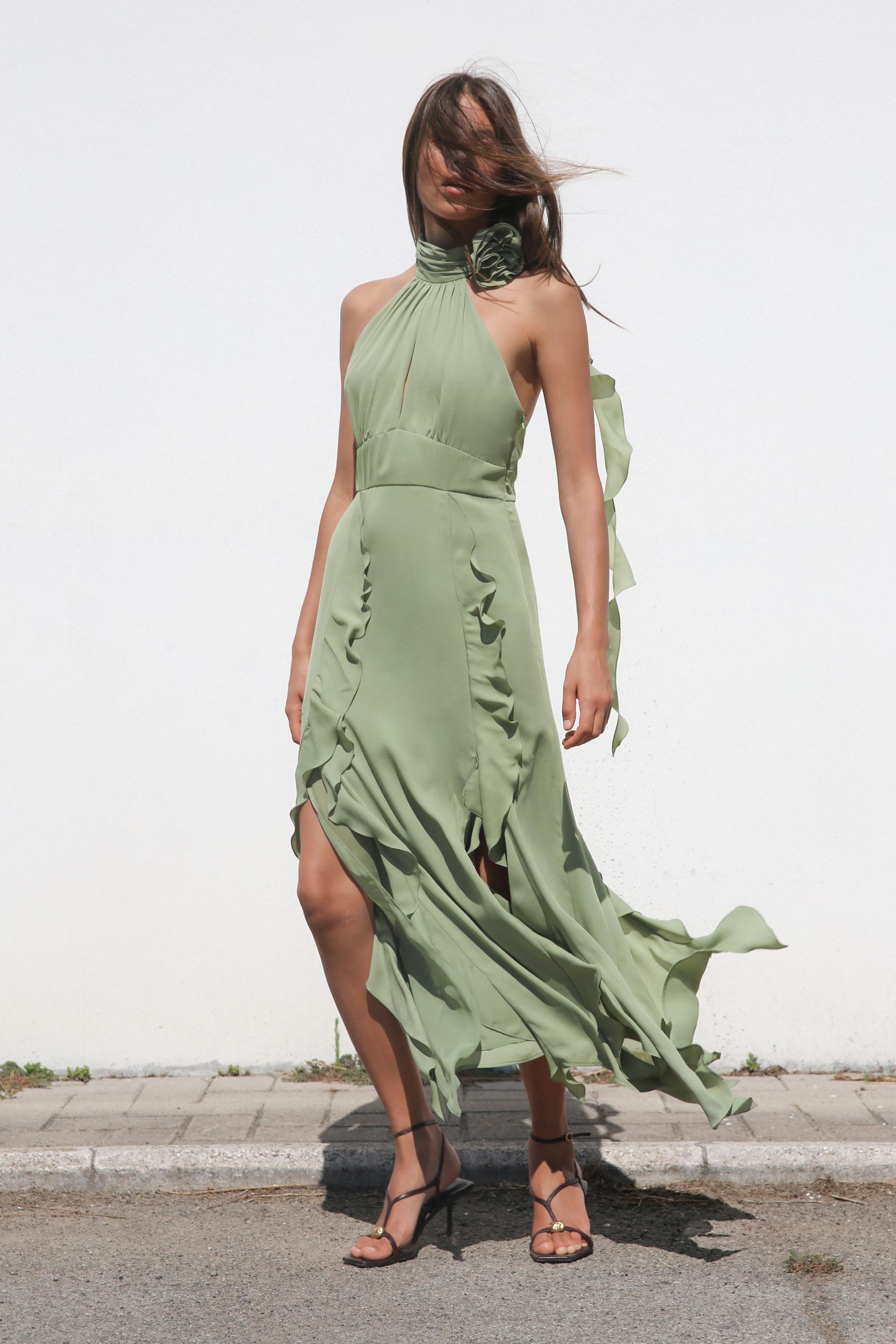 Robe verte fleurie zara sale