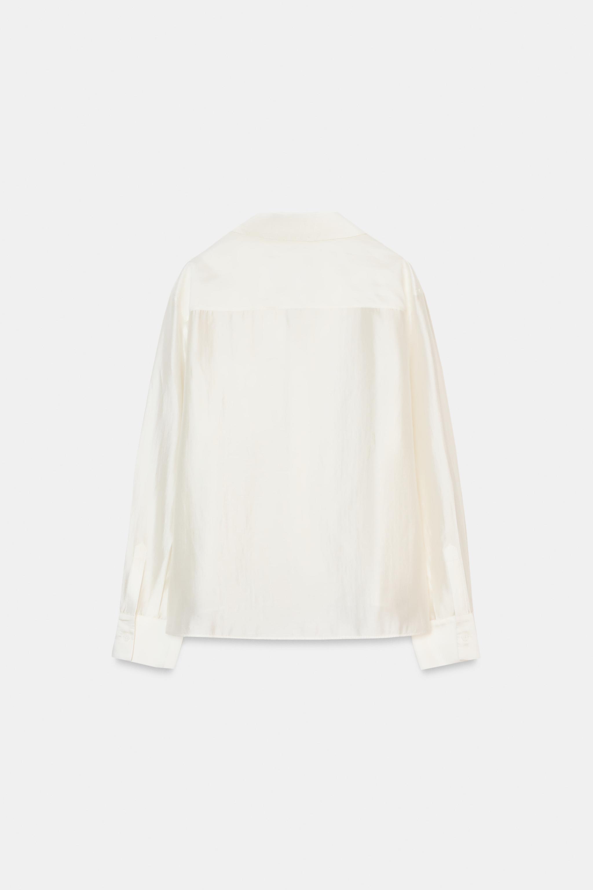 ZW COLLECTION EMBROIDERED POCKET SHIRT - Oyster-white | ZARA South
