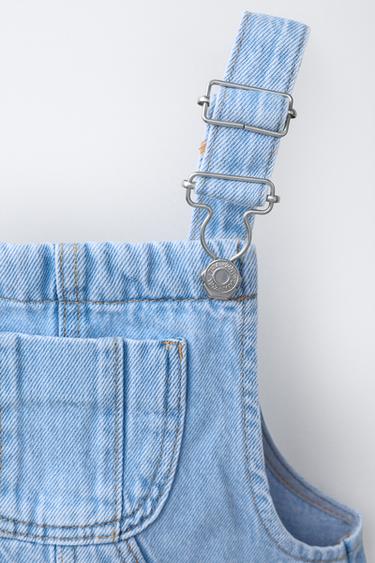 DENIM SHORT DUNGAREES WITH CROCHET FLOWERS - Blue by Zara - Image 2