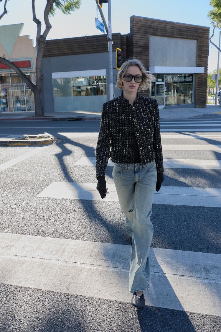 METALİK İPLİ DOKULU BLAZER