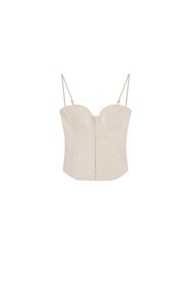 CORSETRY-INSPIRED STRAPPY TOP - Beige by Zara