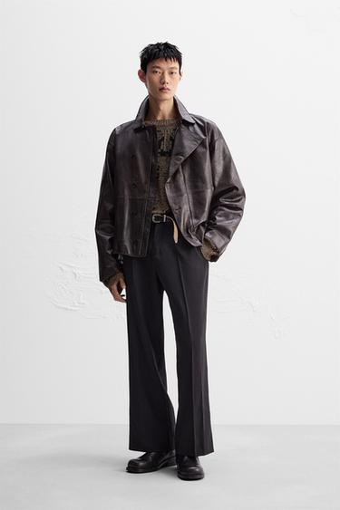 Zara LEATHER JACKET LIMITED EDITION - Burgundy