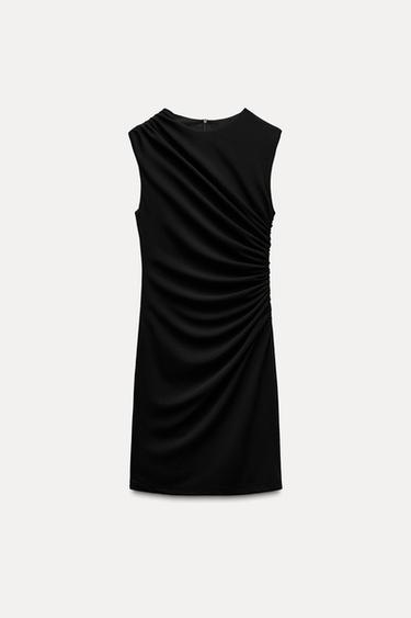 DRAPED SHORT DRESS - Black by Zara