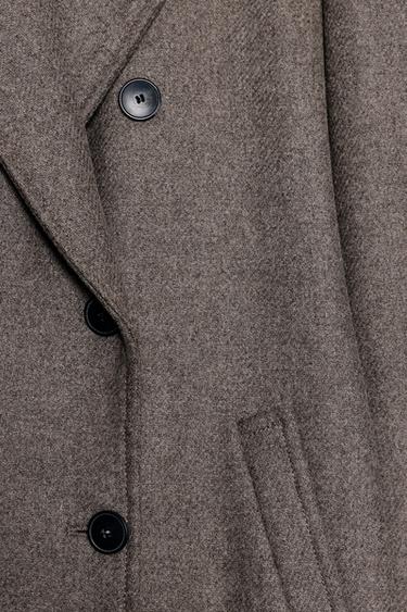 MANTEAU LONG À BOUTONNAGE CROISÉ - Vison foncé de Zara - Image 5