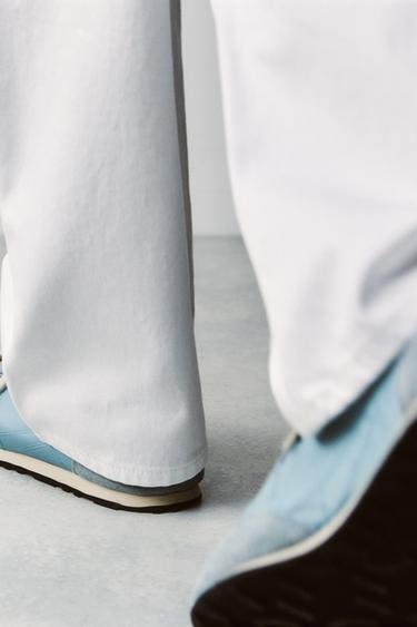 Zara LEATHER SNEAKERS - Blue