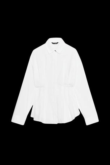 Zara PLEATED POPLIN SHIRT - White - Image 0