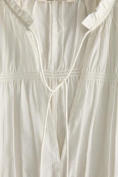 DRESS WITH GATHERED DETAIL - Oyster-white by Zara - Image 4