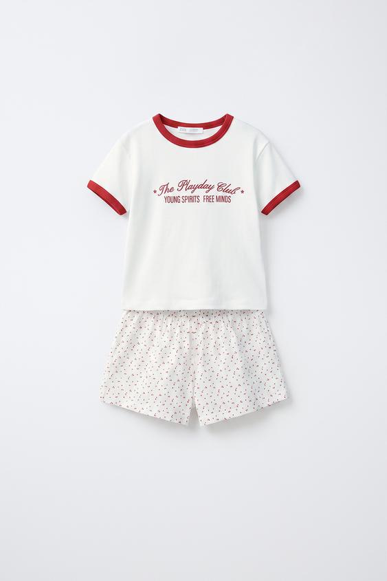 6-14 ANOS/ PIJAMA TEXTO FLORES - Branco / Vermelho da Zara - Imagem 0