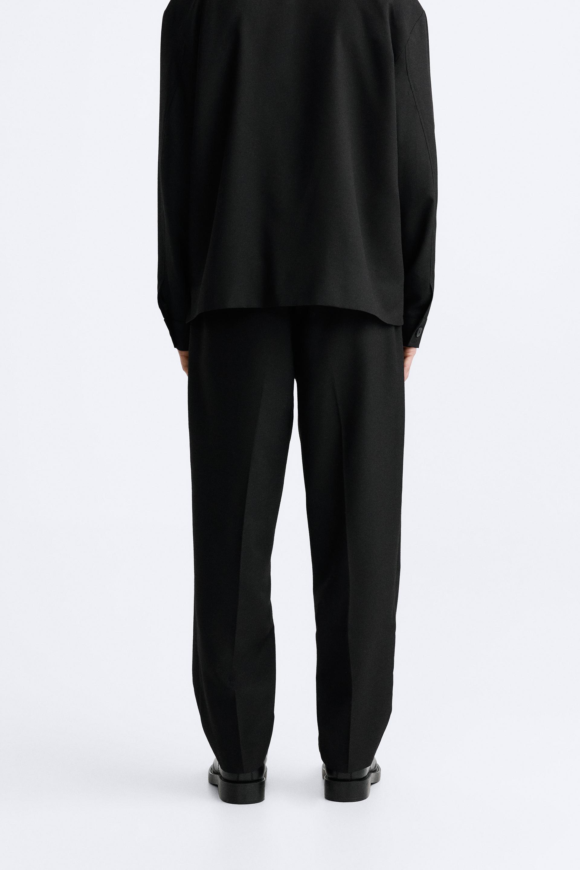STRUCTURED TWILL PANTS - Black