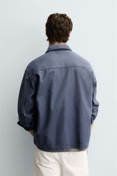 CHEMISE EN DENIM COUPE CARREE - Bleu roi de Zara - Image 2