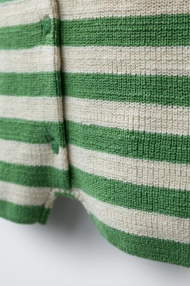 BODY EN MAILLE BRODÉE PALMIER - Écru / Vert de Zara - Image 3