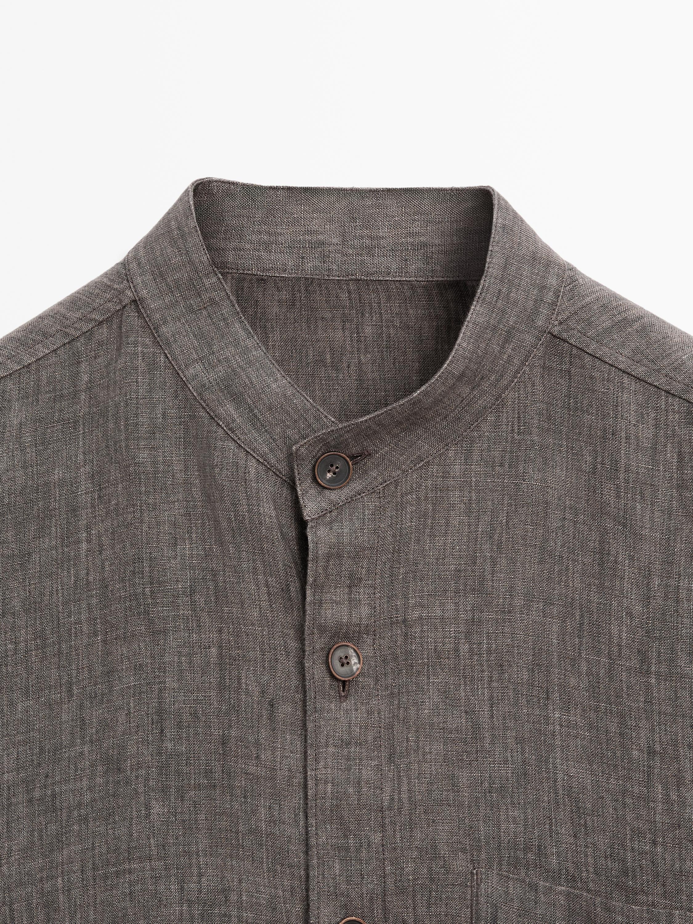 Relaxed fit overshirt with a stand collar
