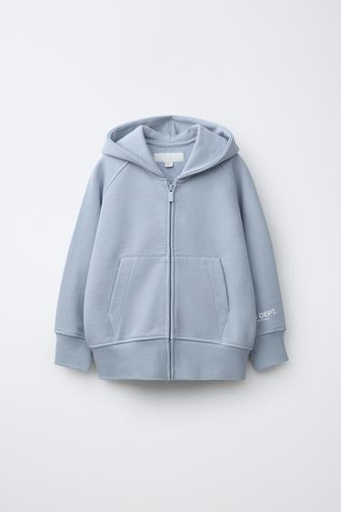 Zaras TRIKÅSWEATSHIRT MED HUVA - Ljusblå