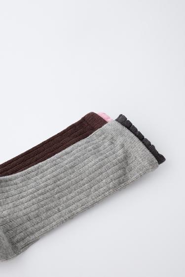 PACK OF TWO DOUBLE-EFFECT LONG SOCKS - Multicoloured by Zara - Image 1
