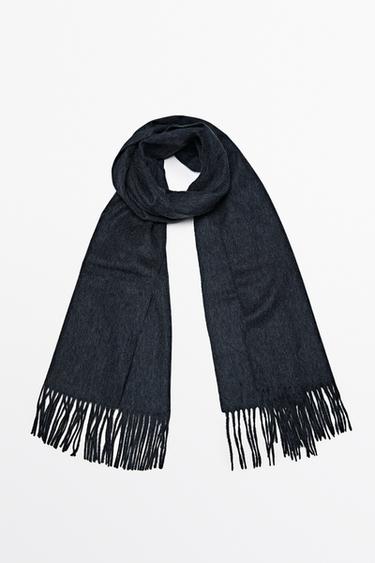 Wool blend scarf with fringing — Anthracite grey 2