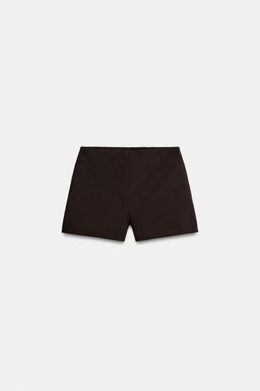 HIGH-WAIST SHORTS - Dark brown by Zara